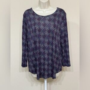 Loft Outlet Women’s Purple Polka Dot Round Neck Long Sleeve Soft Comfy T-Shirt L